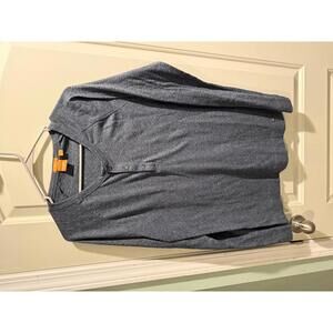 BOSS Orange Men’s Blue Long Sleeve Henley Shirt Slim Fit Size XL